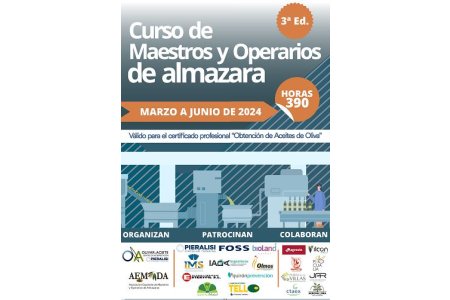 15 MARZO-29 JUNIO 2024<br> Curso de Maestros y Operarios de Almazara