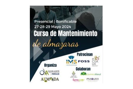 27-29 MAYO 2024<br>Curso de Mantenimiento de almazaras, Jaén