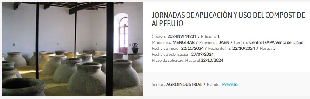 22 OCTUBRE 2024 JORNADAS DE APLICACIÓN Y USO DEL COMPOST DE ALPERUJO